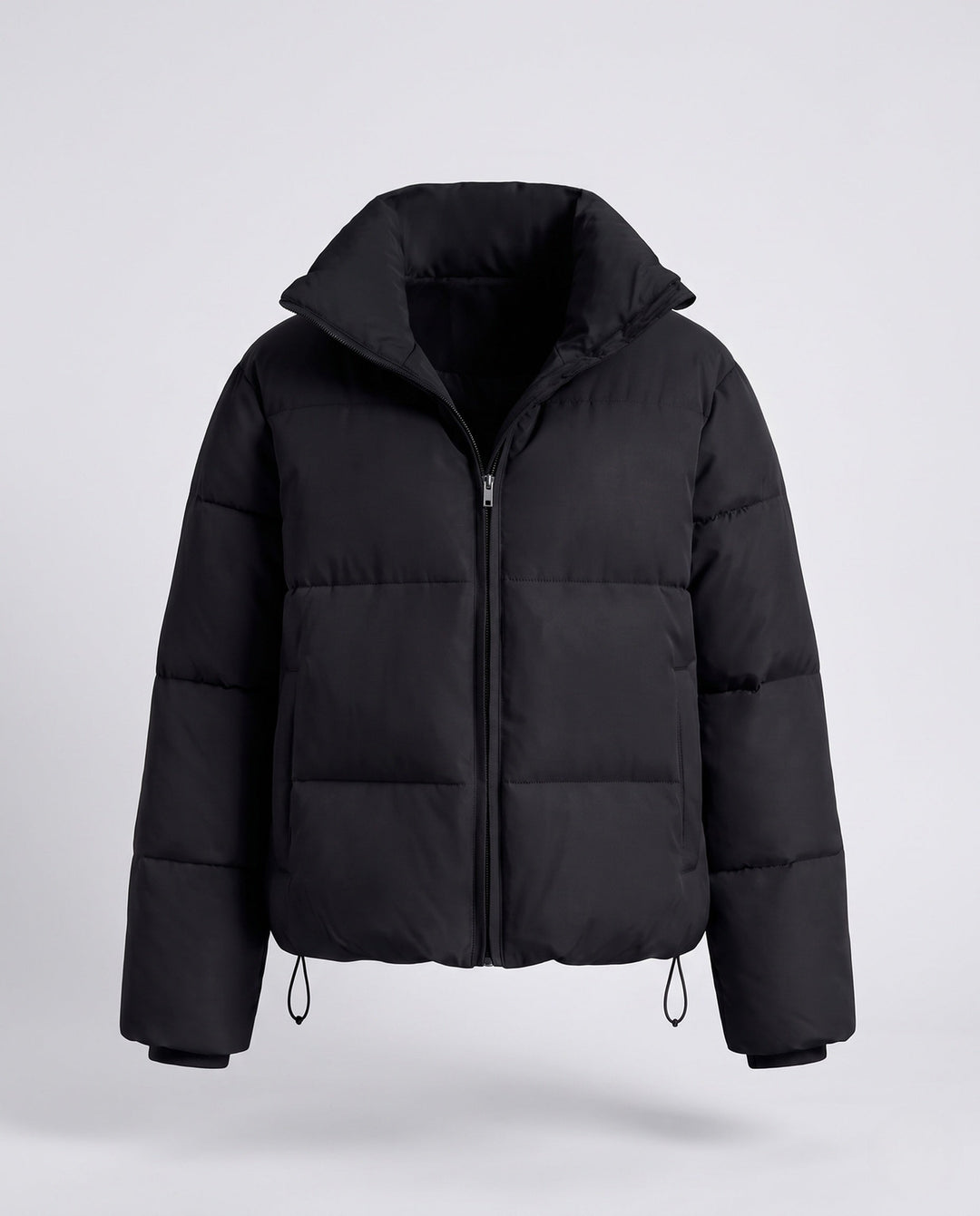 Dam Kort Termisk Vadderad Jacka med Hög Polo Krage och Internal Drawstring