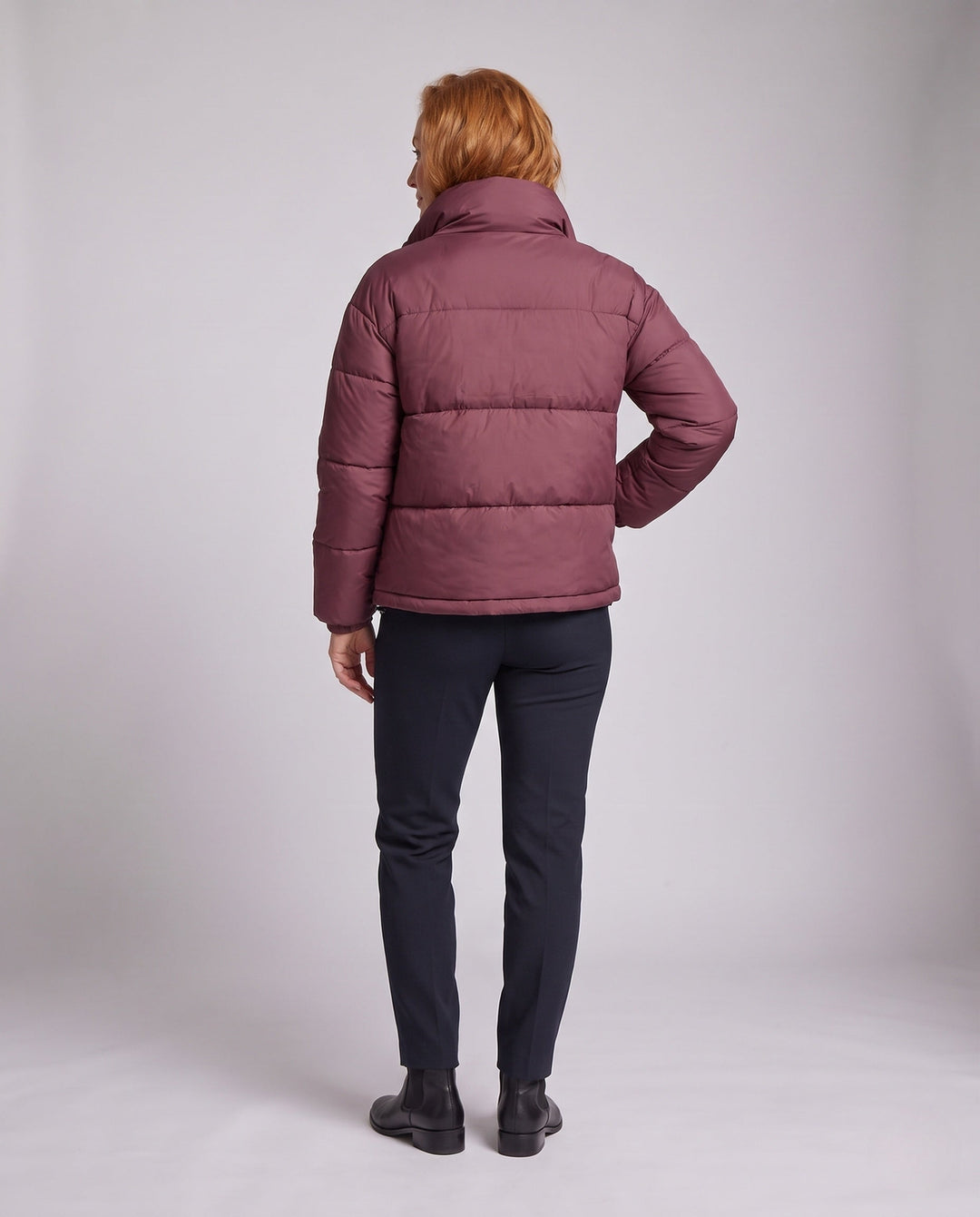 Dam Kort Boxig Puffer med Voluminous Shawl Krage, Insulating Padding och Dold Dragkedja