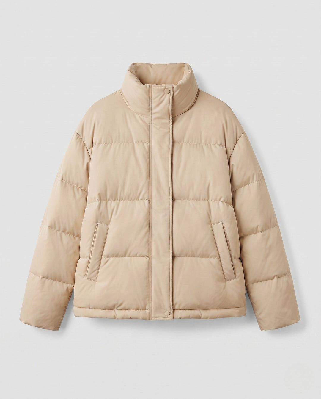 Dam Kort Boxig Puffer med Voluminous Shawl Krage, Insulating Padding och Dold Dragkedja