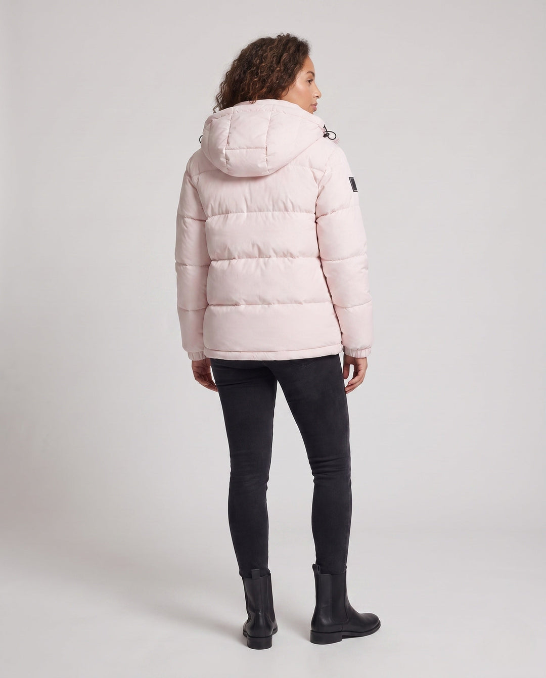 Dam Kort Insulating Quiltad Anorak med Minimalistisk Design, Dold Dragkedja, och Justerbar Huva
