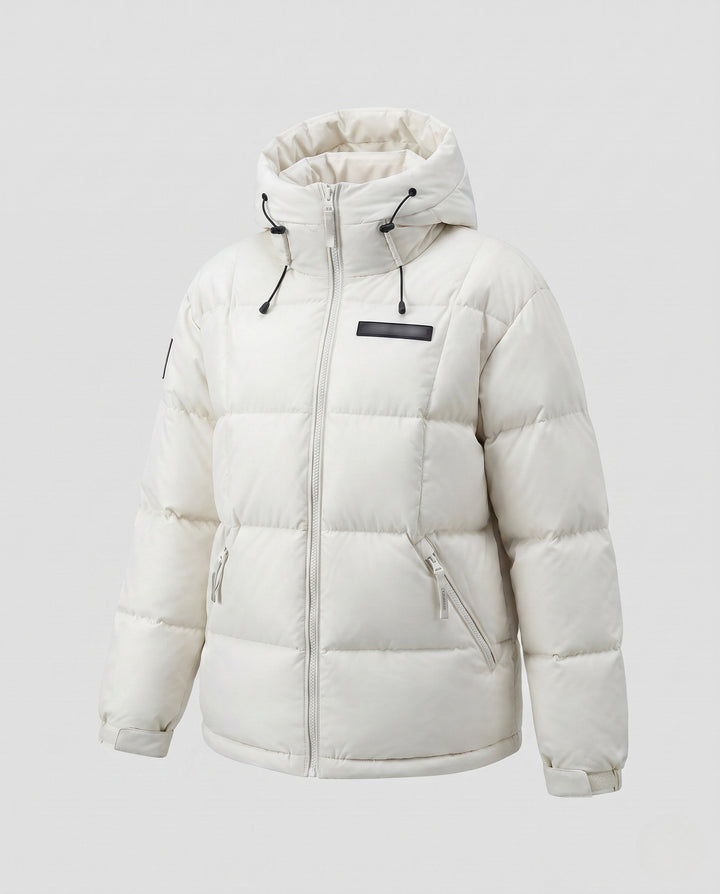 Dam Kort Insulating Quiltad Anorak med Minimalistisk Design, Dold Dragkedja, och Justerbar Huva