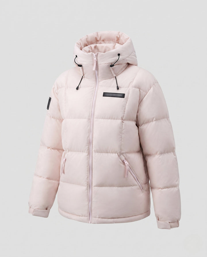 Dam Kort Insulating Quiltad Anorak med Minimalistisk Design, Dold Dragkedja, och Justerbar Huva