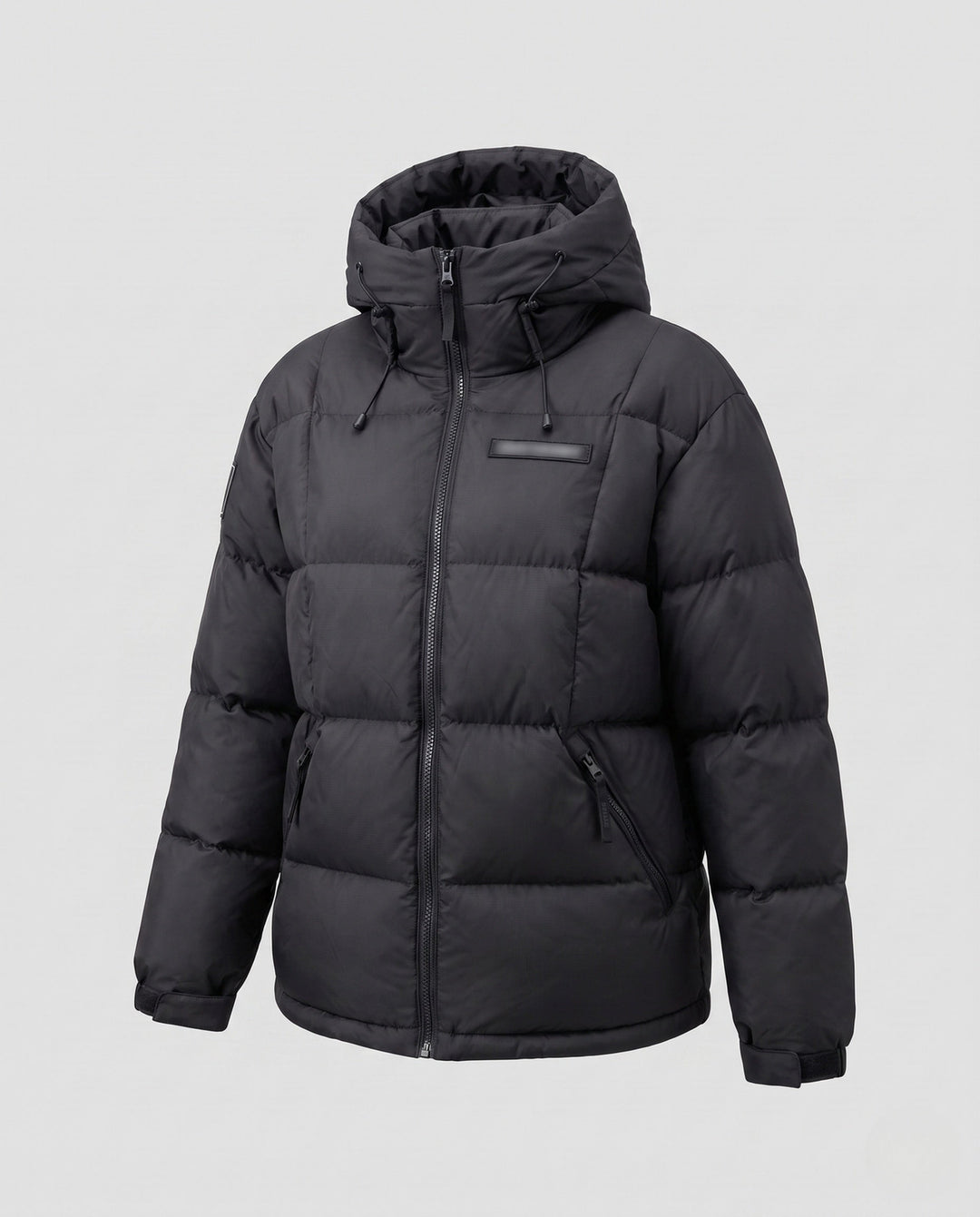 Dam Kort Insulating Quiltad Anorak med Minimalistisk Design, Dold Dragkedja, och Justerbar Huva