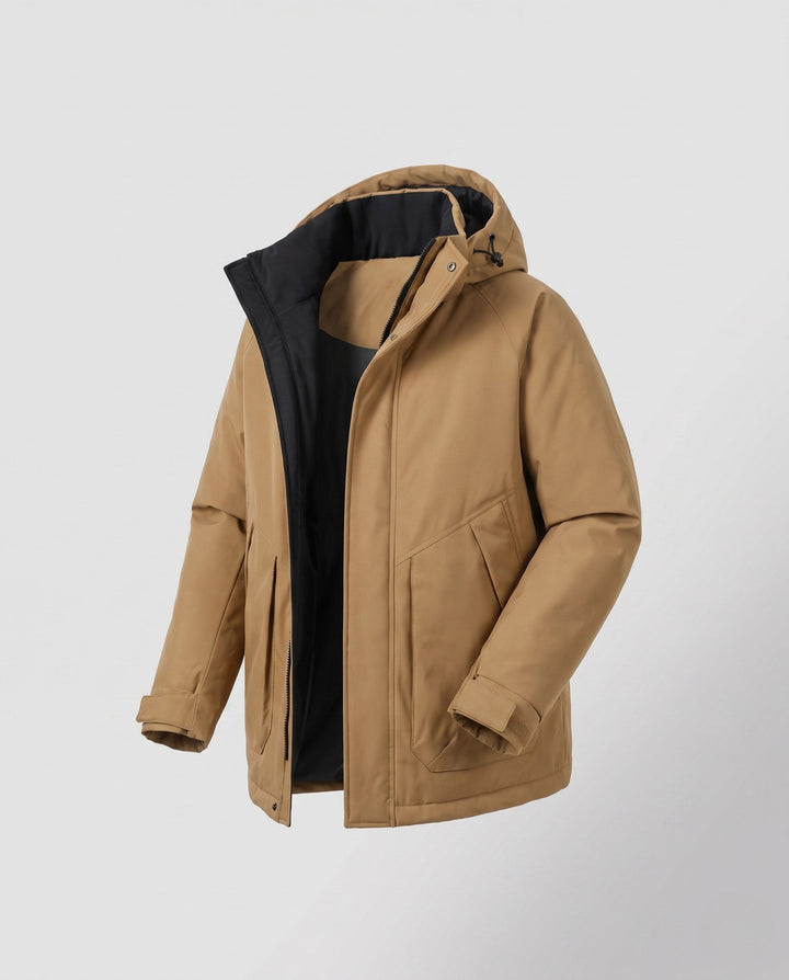 Dam Kort Thermo Travel Parka med Huva, Vadderad Quiltad Insulation och Contrasted Inner Foder