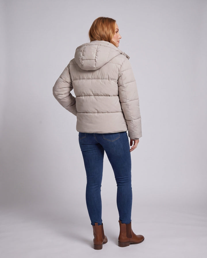 Dam Kort Ultra-Lätt Stad Puffer med Ergonomisk Huva, Two-Way Dragkedja och Dold Side Fickor