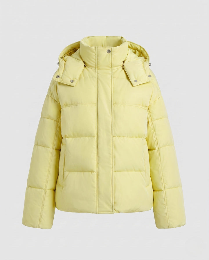 Dam Kort Ultra-Lätt Stad Puffer med Ergonomisk Huva, Two-Way Dragkedja och Dold Side Fickor