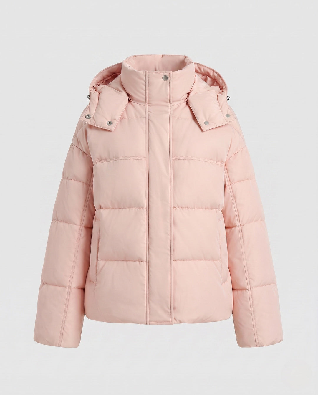 Dam Kort Ultra-Lätt Stad Puffer med Ergonomisk Huva, Two-Way Dragkedja och Dold Side Fickor