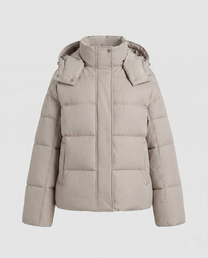 Dam Kort Ultra-Lätt Stad Puffer med Ergonomisk Huva, Two-Way Dragkedja och Dold Side Fickor