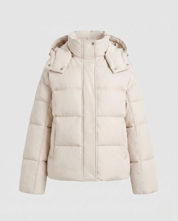 Dam Kort Ultra-Lätt Stad Puffer med Ergonomisk Huva, Two-Way Dragkedja och Dold Side Fickor