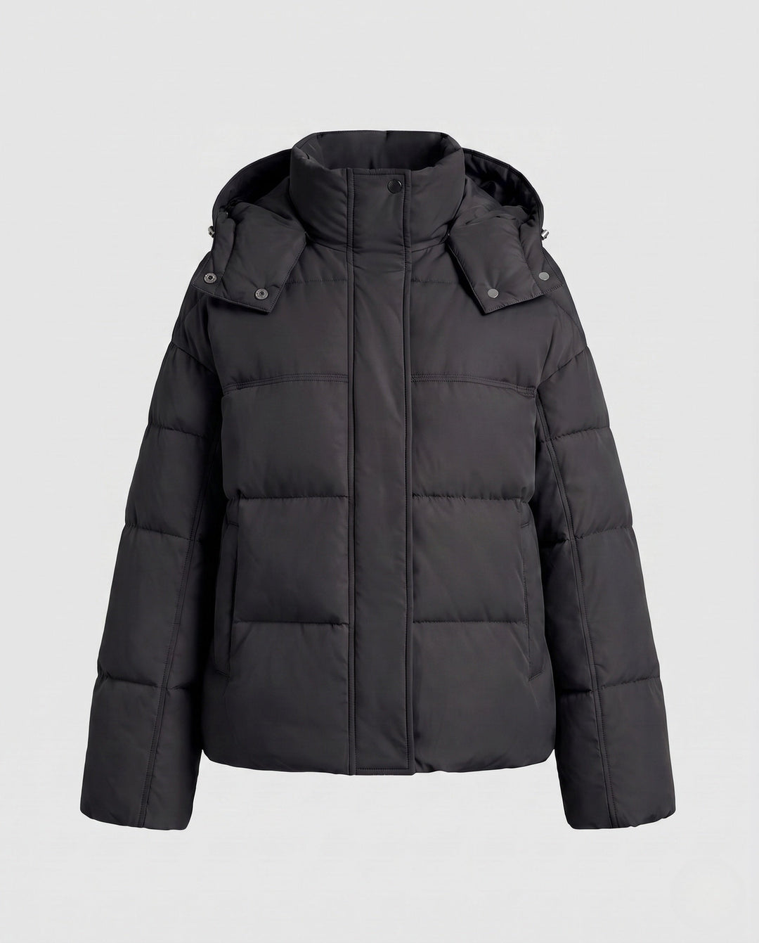 Dam Kort Ultra-Lätt Stad Puffer med Ergonomisk Huva, Two-Way Dragkedja och Dold Side Fickor