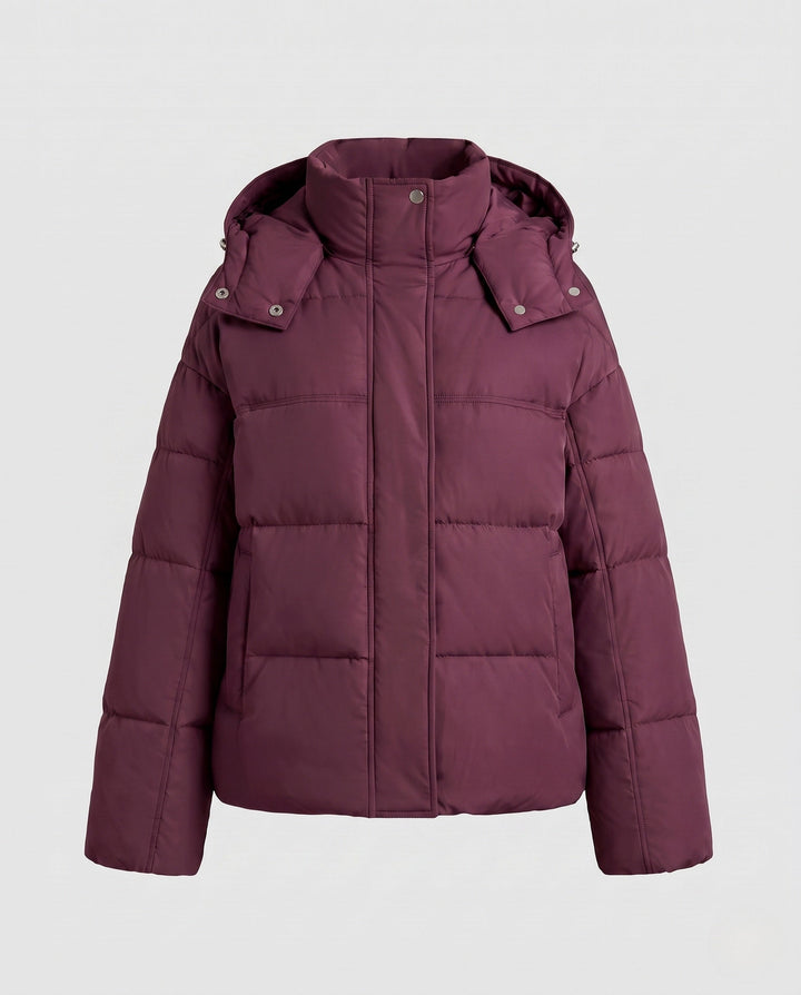 Dam Kort Ultra-Lätt Stad Puffer med Ergonomisk Huva, Two-Way Dragkedja och Dold Side Fickor
