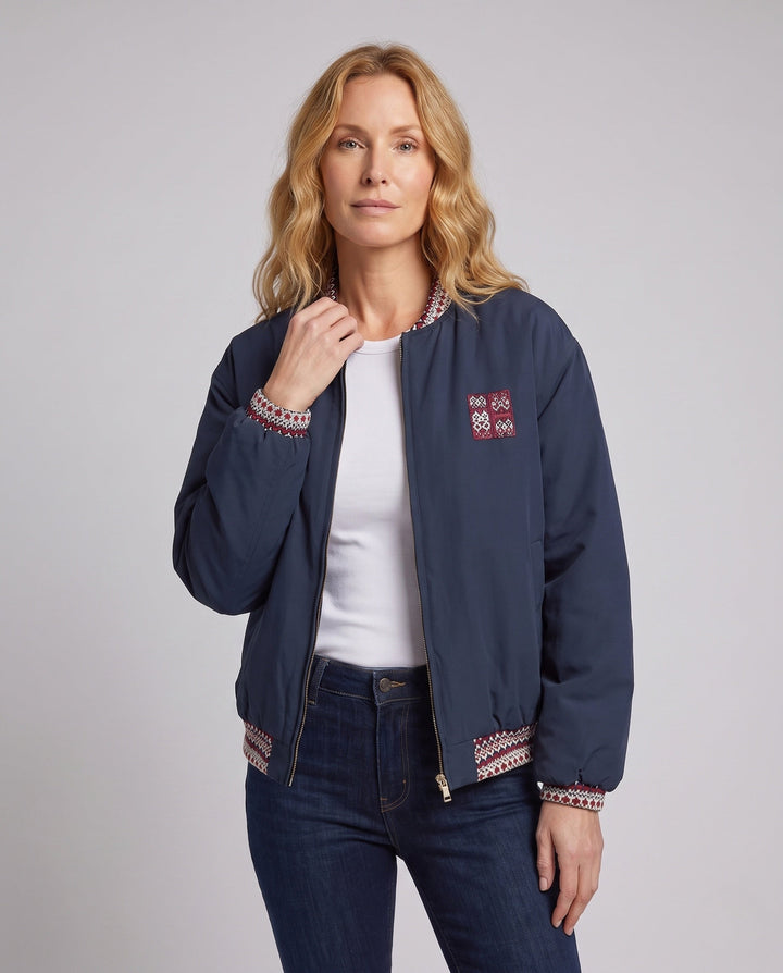 Dam Kort Vadderad Boxig Puffer med Mjuk Microfleece Inner Krage och Dold Dragkedja