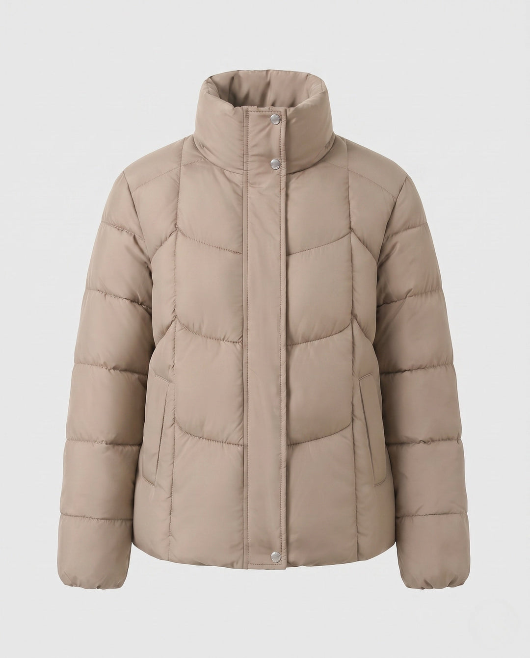 Dam Kort Vadderad Stad Puffer med Discreet Two-Way Front och Ergonomisk Baffle Quilting