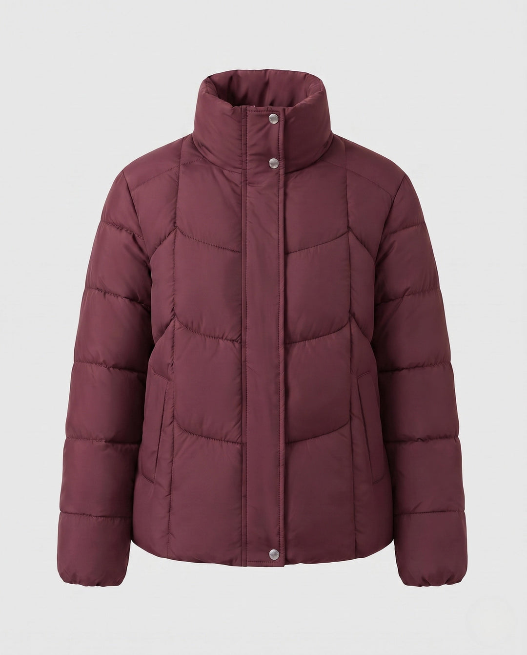 Dam Kort Vadderad Stad Puffer med Discreet Two-Way Front och Ergonomisk Baffle Quilting