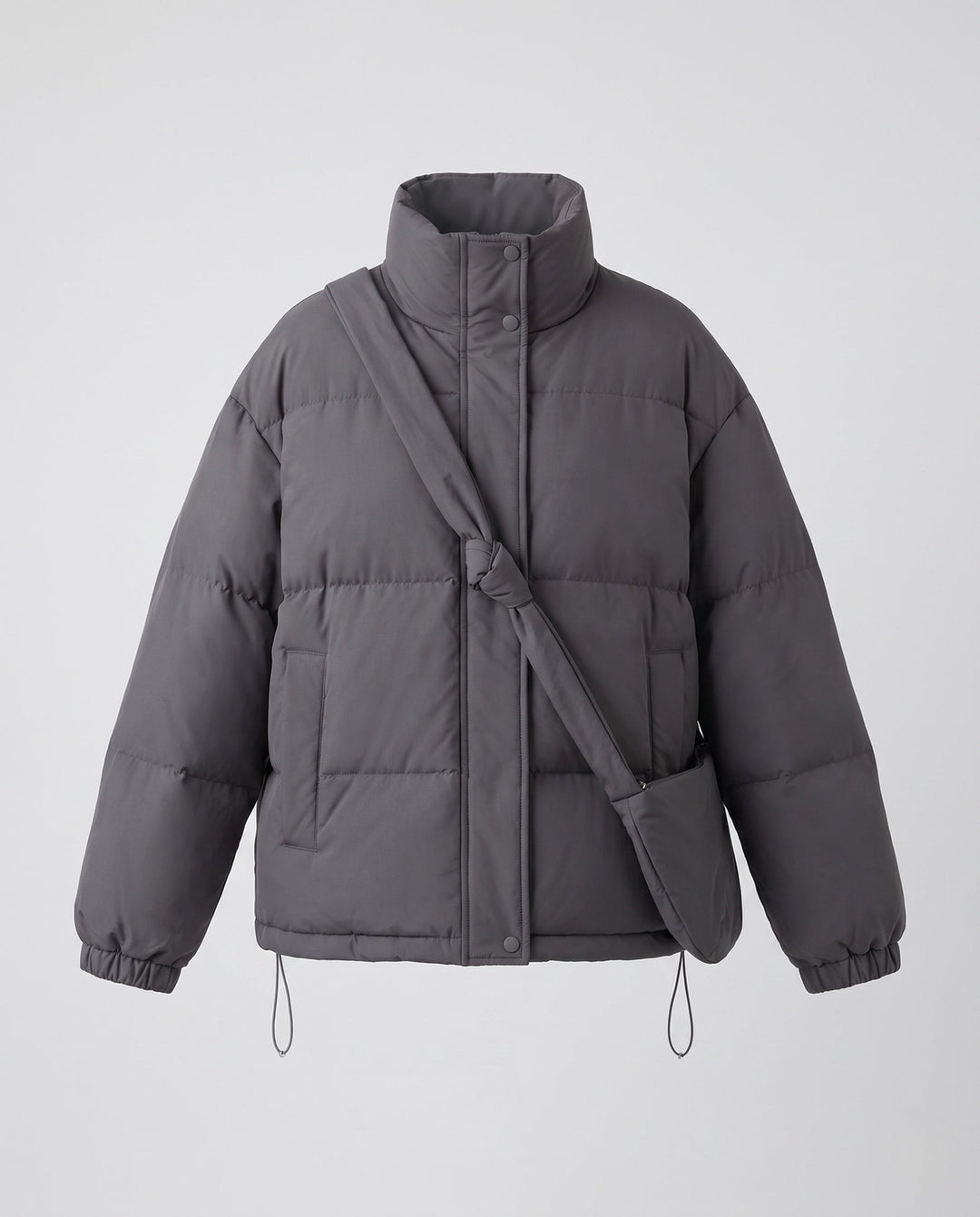 Dam Oversize Vadderad Vadderad Jacka med Hög Stå Krage och Integrated Shoulder Bag