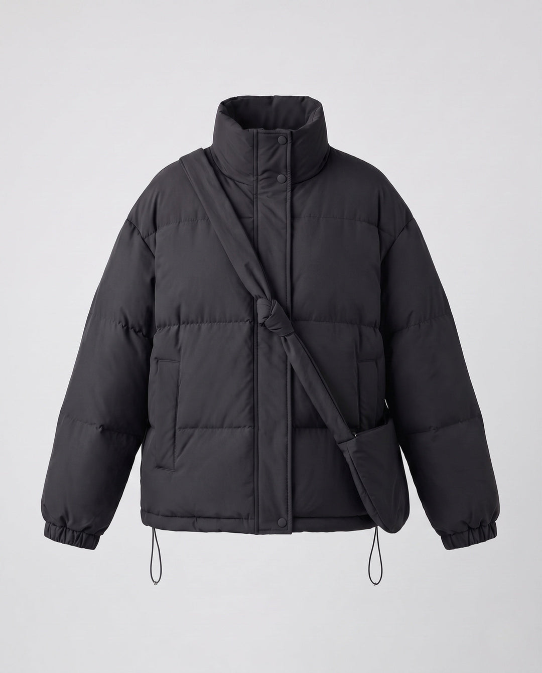 Dam Oversize Vadderad Vadderad Jacka med Hög Stå Krage och Integrated Shoulder Bag