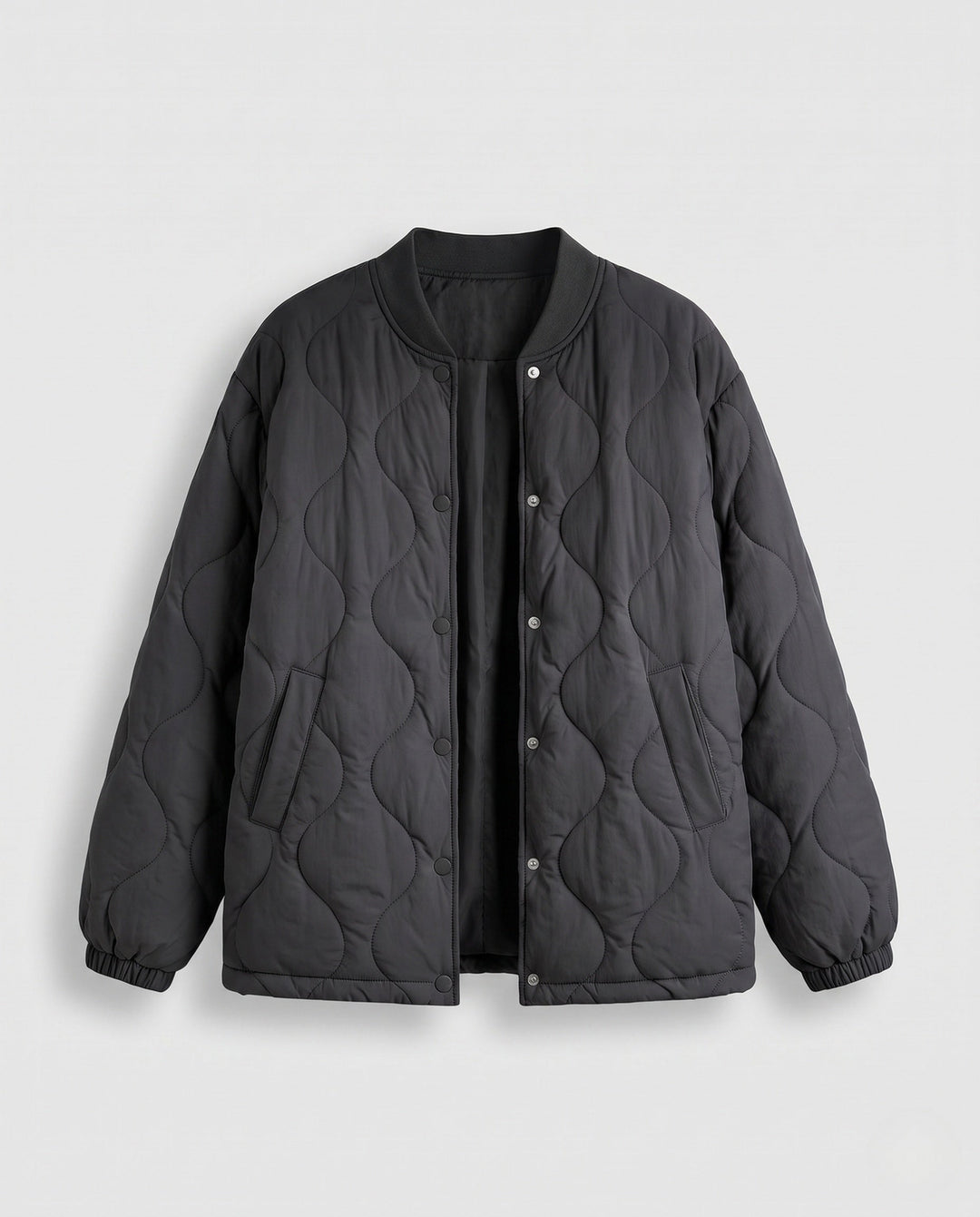 Dam Lätt Quiltad Kort Jacka med Cloud Quilt och Tryckknapp Knapp Knäppning