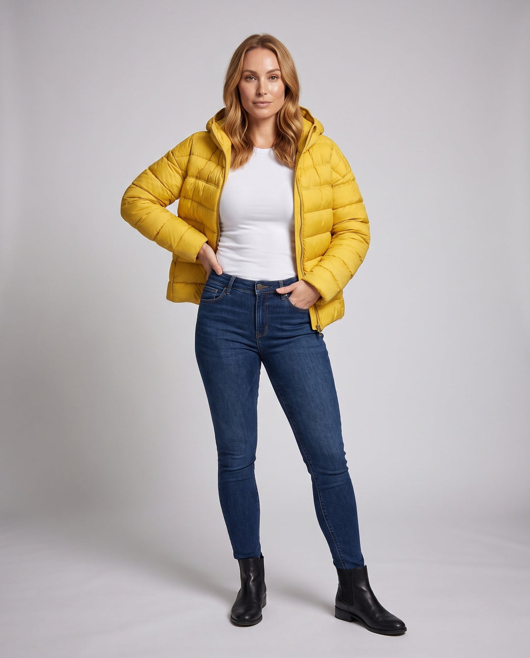 Dam Minimalistisk Kort Thermo Quiltad Jacka med Ergonomisk Huva, Tailored Seam Design och Vindtät Outer Shell