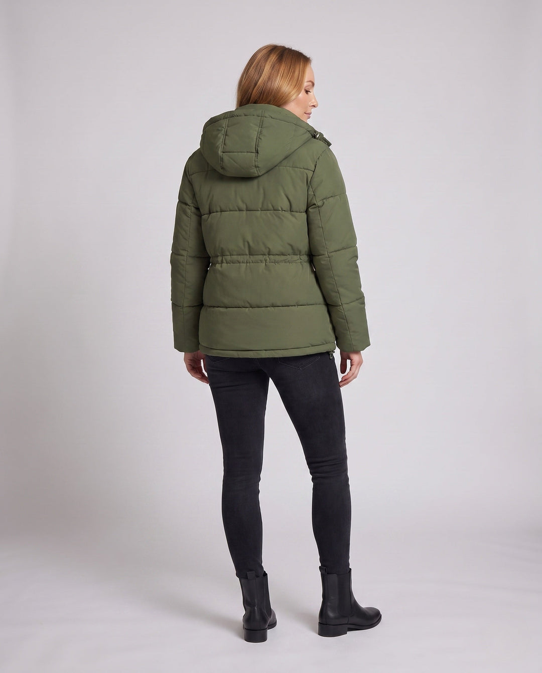 Dam Oversize Quiltad med Huva Jacka med Värmande Thermo Padding