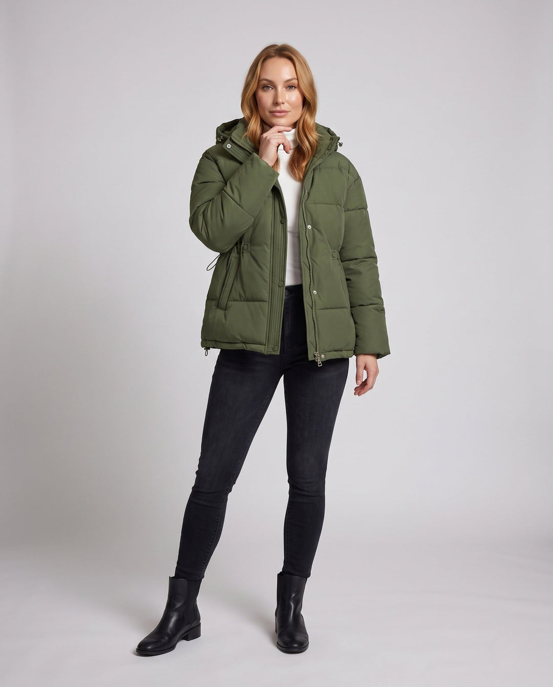 Dam Oversize Quiltad med Huva Jacka med Värmande Thermo Padding