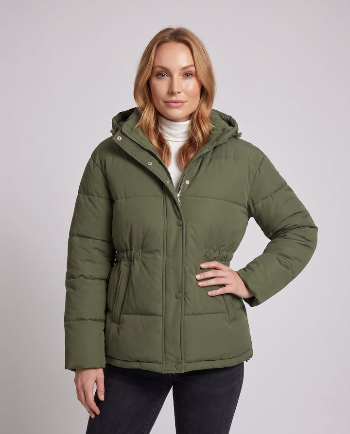 Dam Oversize Quiltad med Huva Jacka med Värmande Thermo Padding