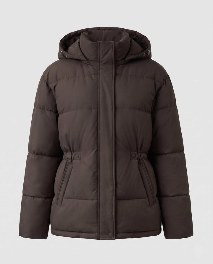 Dam Oversize Quiltad med Huva Jacka med Värmande Thermo Padding