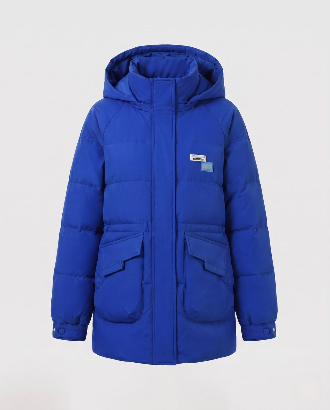 Dam Oversize Thermoparkas med Huva, Stora Lock Fickor, och Elastic Ärm Muddar