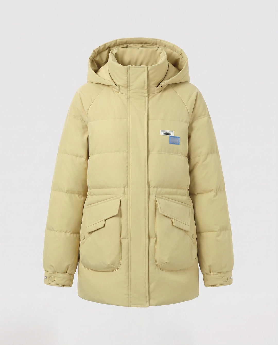 Dam Oversize Thermoparkas med Huva, Stora Lock Fickor, och Elastic Ärm Muddar