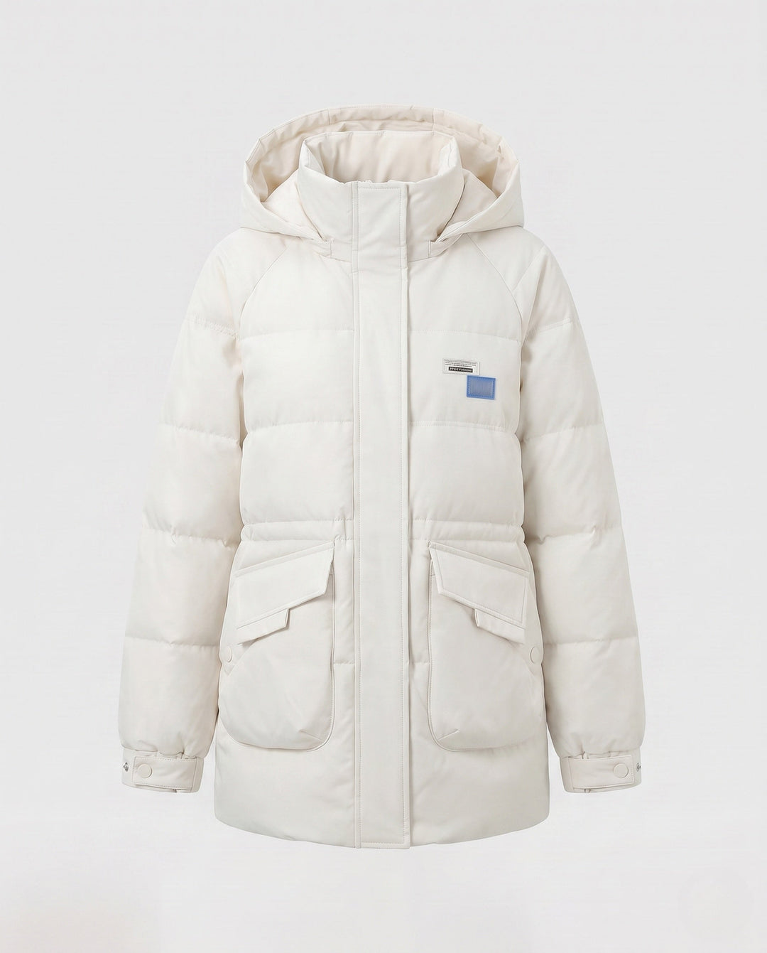 Dam Oversize Thermoparkas med Huva, Stora Lock Fickor, och Elastic Ärm Muddar