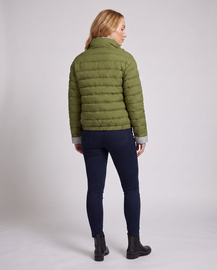 Dam Packable Ultra-Lätt Micro Quiltad Jacka med Two-Way Dragkedja och Elastic Nederkant