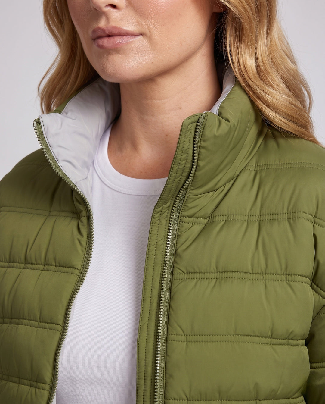 Dam Packable Ultra-Lätt Micro Quiltad Jacka med Two-Way Dragkedja och Elastic Nederkant