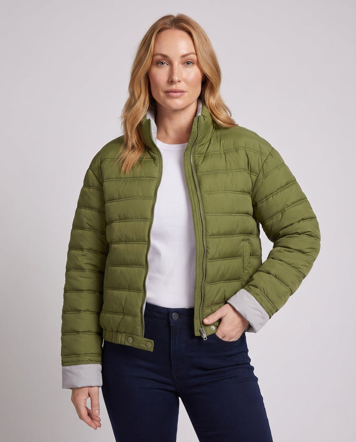 Dam Packable Ultra-Lätt Micro Quiltad Jacka med Two-Way Dragkedja och Elastic Nederkant
