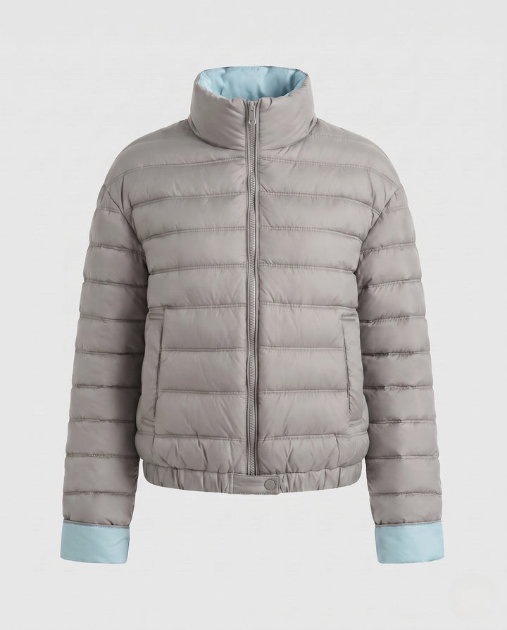Dam Packable Ultra-Lätt Micro Quiltad Jacka med Two-Way Dragkedja och Elastic Nederkant