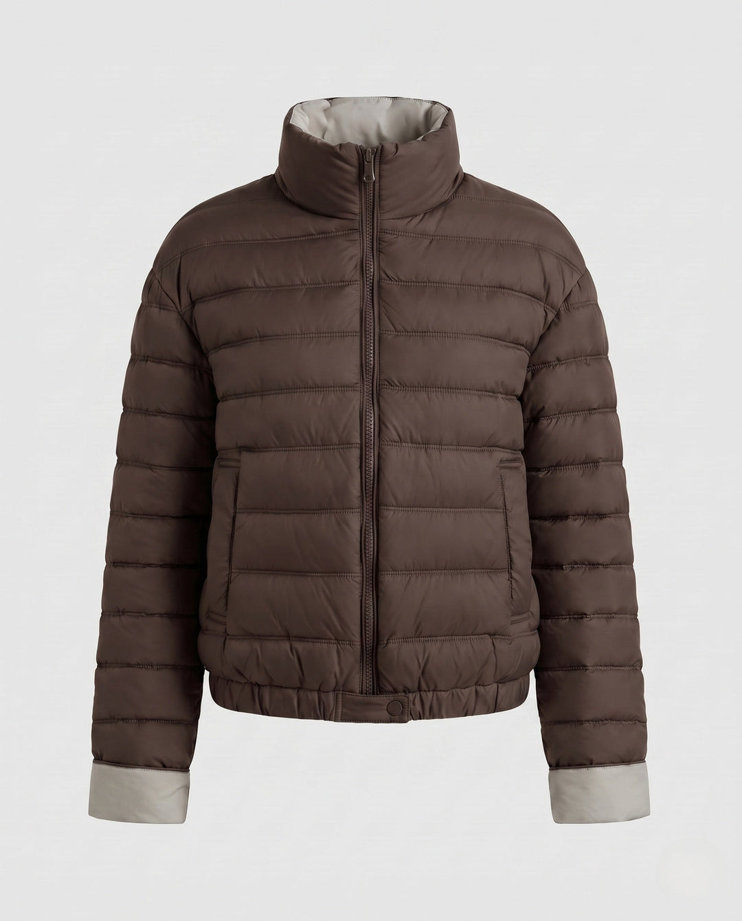 Dam Packable Ultra-Lätt Micro Quiltad Jacka med Two-Way Dragkedja och Elastic Nederkant