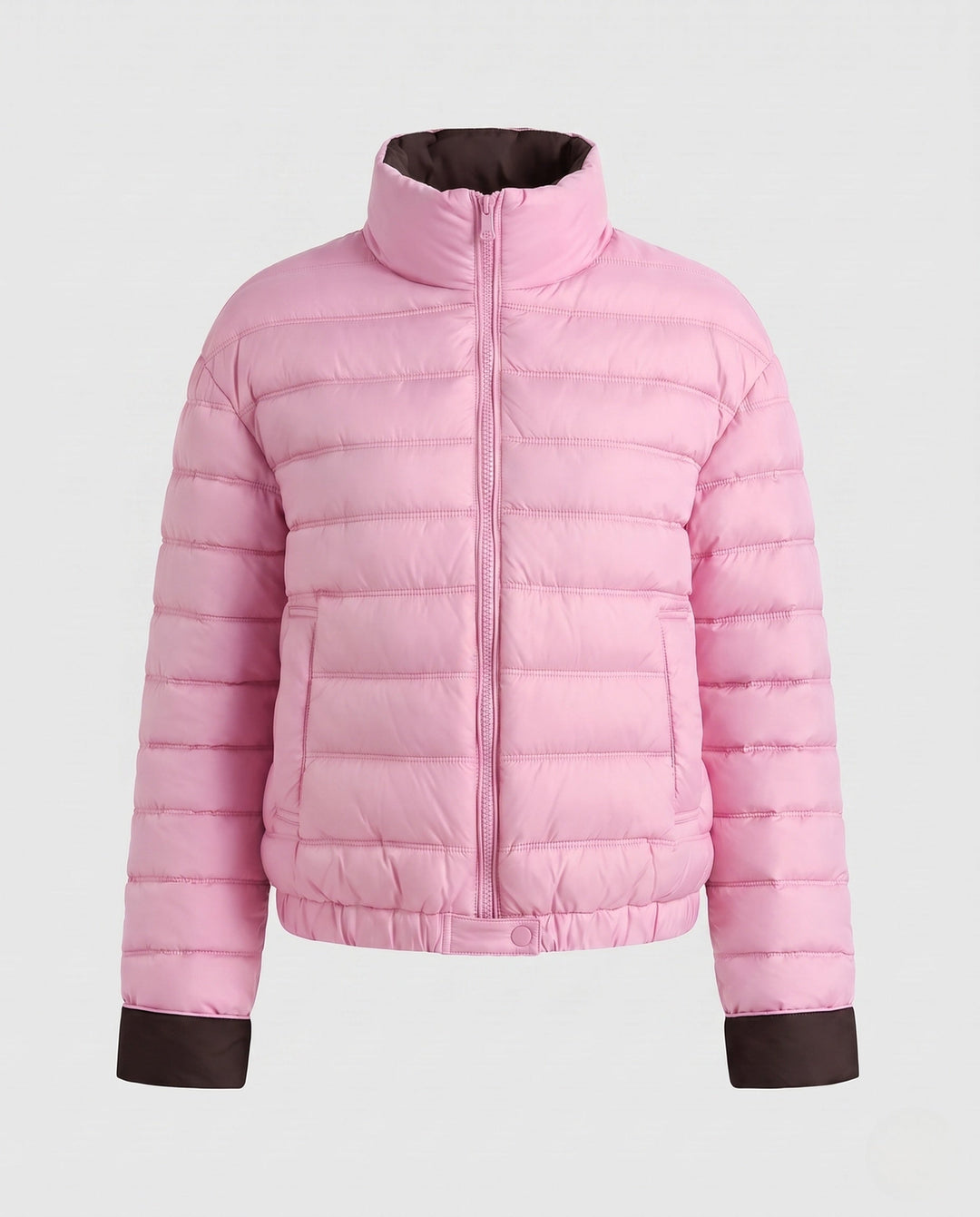 Dam Packable Ultra-Lätt Micro Quiltad Jacka med Two-Way Dragkedja och Elastic Nederkant