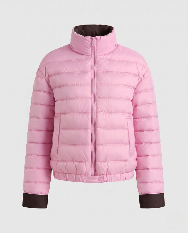 Dam Packable Ultra-Lätt Micro Quiltad Jacka med Two-Way Dragkedja och Elastic Nederkant