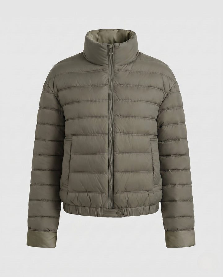 Dam Packable Ultra-Lätt Micro Quiltad Jacka med Two-Way Dragkedja och Elastic Nederkant