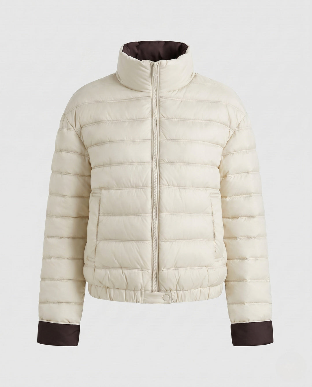 Dam Packable Ultra-Lätt Micro Quiltad Jacka med Two-Way Dragkedja och Elastic Nederkant