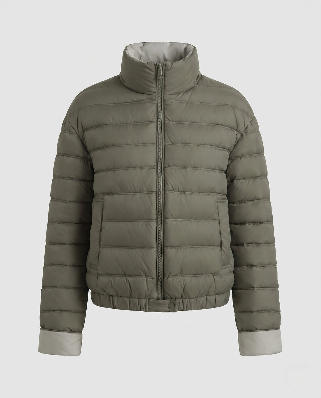 Dam Packable Ultra-Lätt Micro Quiltad Jacka med Two-Way Dragkedja och Elastic Nederkant