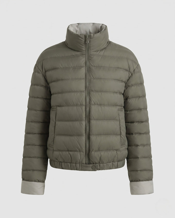 Dam Packable Ultra-Lätt Micro Quiltad Jacka med Two-Way Dragkedja och Elastic Nederkant
