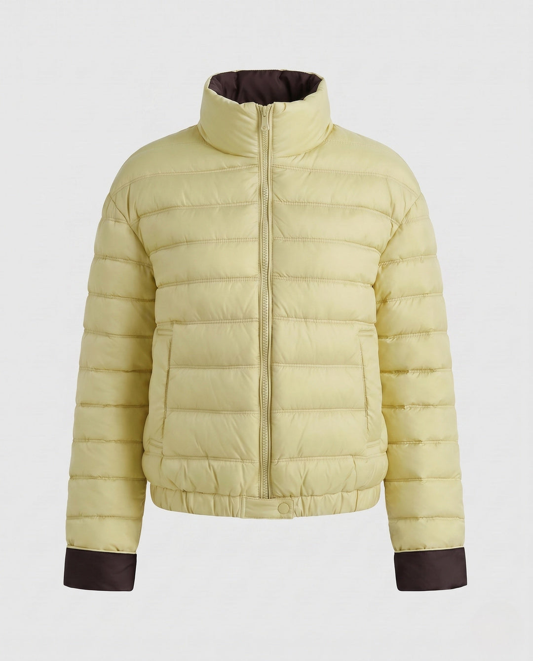 Dam Packable Ultra-Lätt Micro Quiltad Jacka med Two-Way Dragkedja och Elastic Nederkant