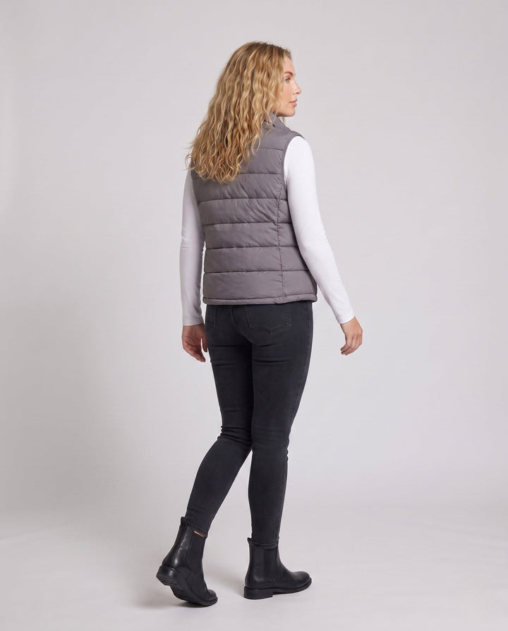 Dam Ultra-Lätt Quiltad Down Imitation Väst med Hög Stå Krage och Justerbar Drawstring Nederkant
