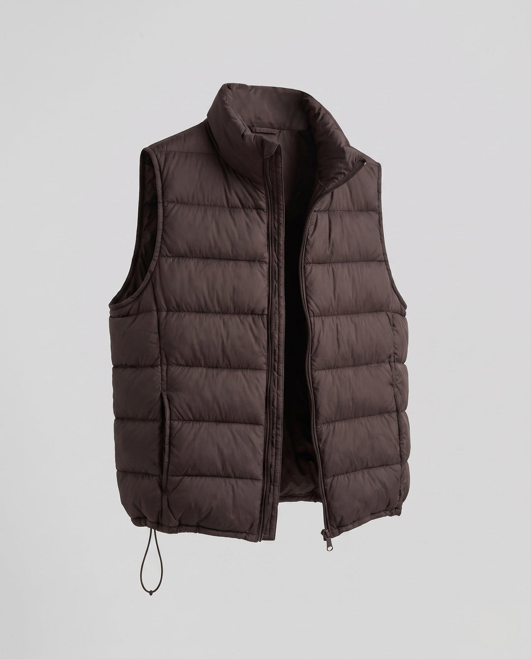 Dam Ultra-Lätt Quiltad Down Imitation Väst med Hög Stå Krage och Justerbar Drawstring Nederkant
