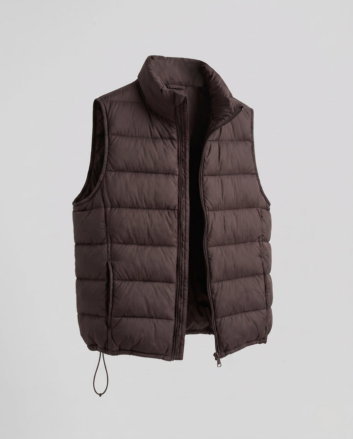 Dam Ultra-Lätt Quiltad Down Imitation Väst med Hög Stå Krage och Justerbar Drawstring Nederkant