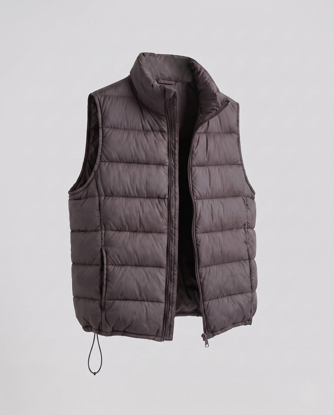Dam Ultra-Lätt Quiltad Down Imitation Väst med Hög Stå Krage och Justerbar Drawstring Nederkant