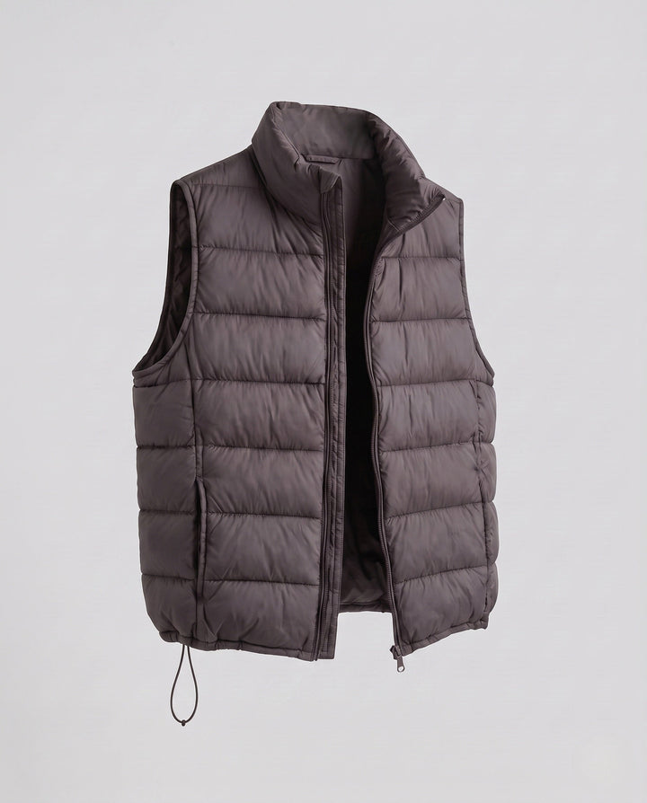 Dam Ultra-Lätt Quiltad Down Imitation Väst med Hög Stå Krage och Justerbar Drawstring Nederkant