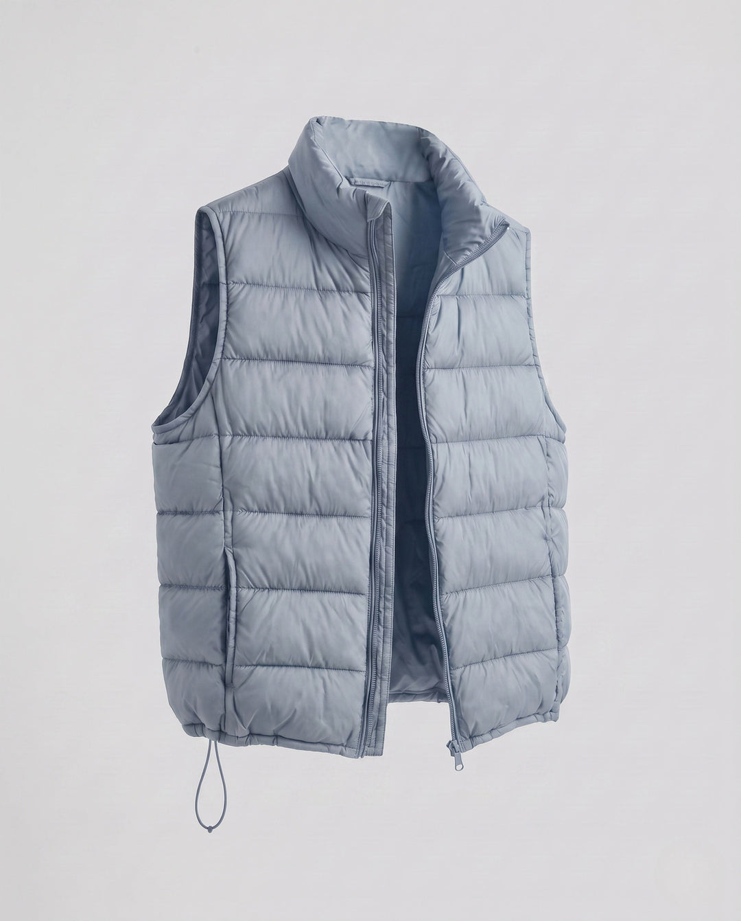 Dam Ultra-Lätt Quiltad Down Imitation Väst med Hög Stå Krage och Justerbar Drawstring Nederkant
