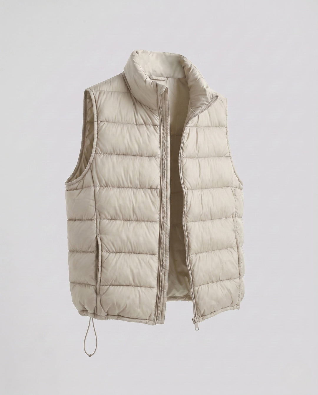 Dam Ultra-Lätt Quiltad Down Imitation Väst med Hög Stå Krage och Justerbar Drawstring Nederkant