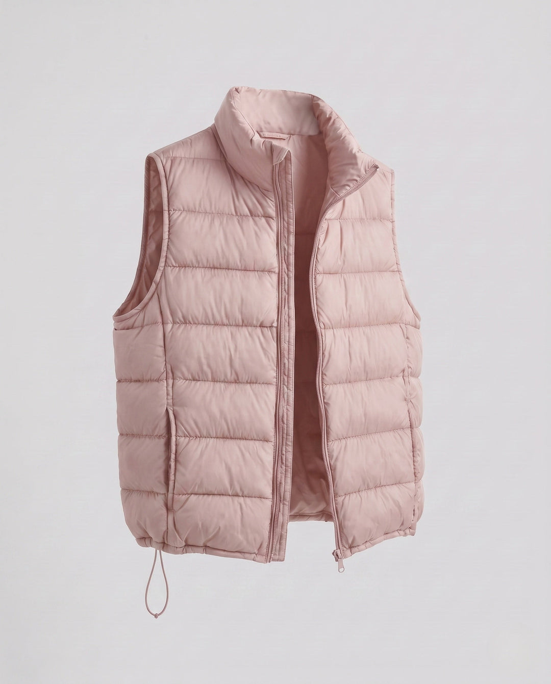 Dam Ultra-Lätt Quiltad Down Imitation Väst med Hög Stå Krage och Justerbar Drawstring Nederkant