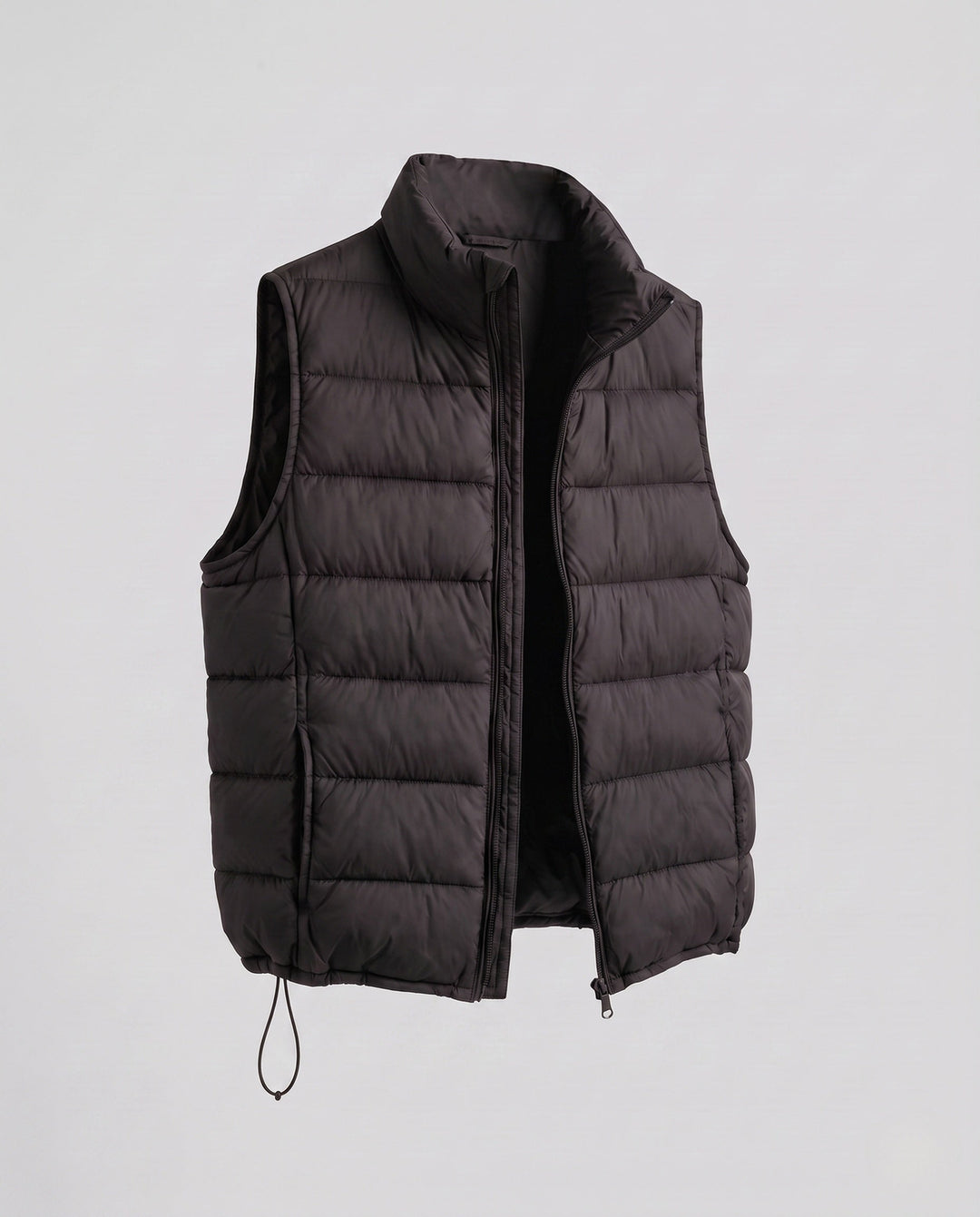 Dam Ultra-Lätt Quiltad Down Imitation Väst med Hög Stå Krage och Justerbar Drawstring Nederkant